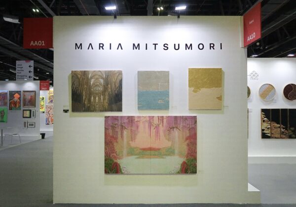 Maria Mitsumori taking part in an art fair - World Art Dubai, 2025.