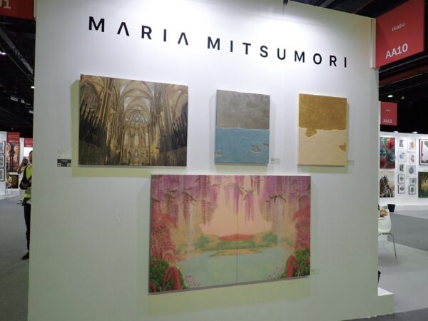 Maria Mitsumori taking part in an art fair - World Art Dubai, 2025.